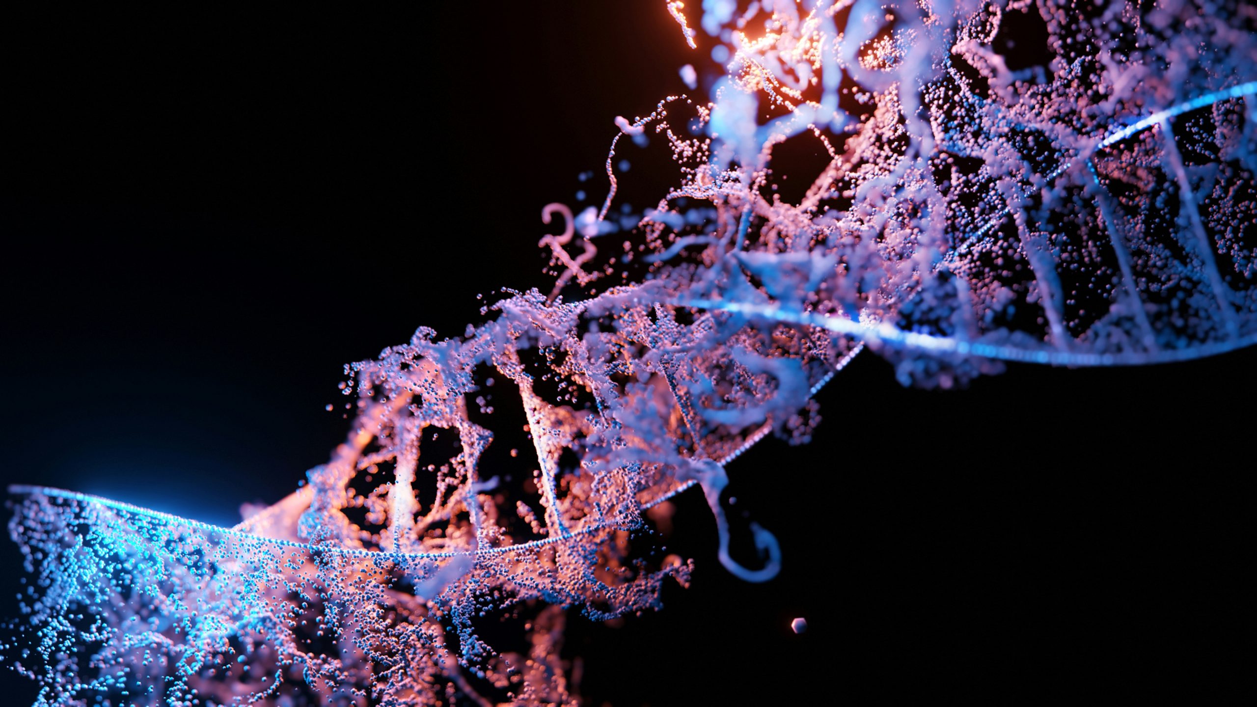 A bold blue and red wave contrasts with a dark setting, illustrating the intriguing science of genetic engineering in fiction.